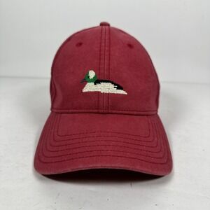 HARDING LANE Nantucket New England Needlepoint Duck Baseball Hat Red Adjustable